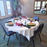 Spa Lunch for 4 with our signature ginger tea, water, champagne, and a Honey Mustard Chicken Bacon Avocado salad.